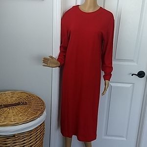 Women’s Lands End Wool 3/4 Length Dress Red Tailor size 12